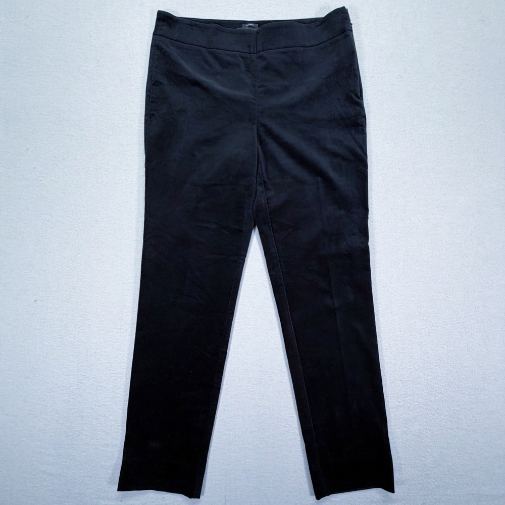 Talbots Pants Womens 6 Good Black Chatham Velvet Slim Leg Side Zip Ankle Pant